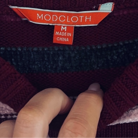 NWOT MODCLOTH Striped Chenille and Knit Crew Neck Sweater Size Medium - Picture 4 of 6